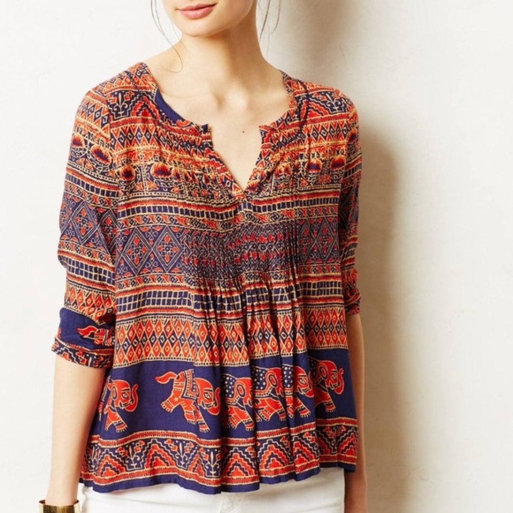 Anthro Vanessa Virginia Mahdia Blouse Elephant 4